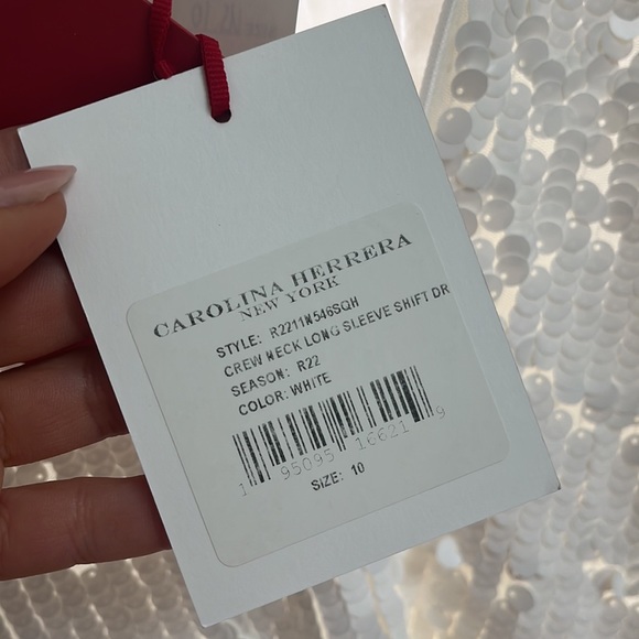 NWT Carolina Herrera Paillette Long Sleeve Shift Dress - Picture 7 of 7
